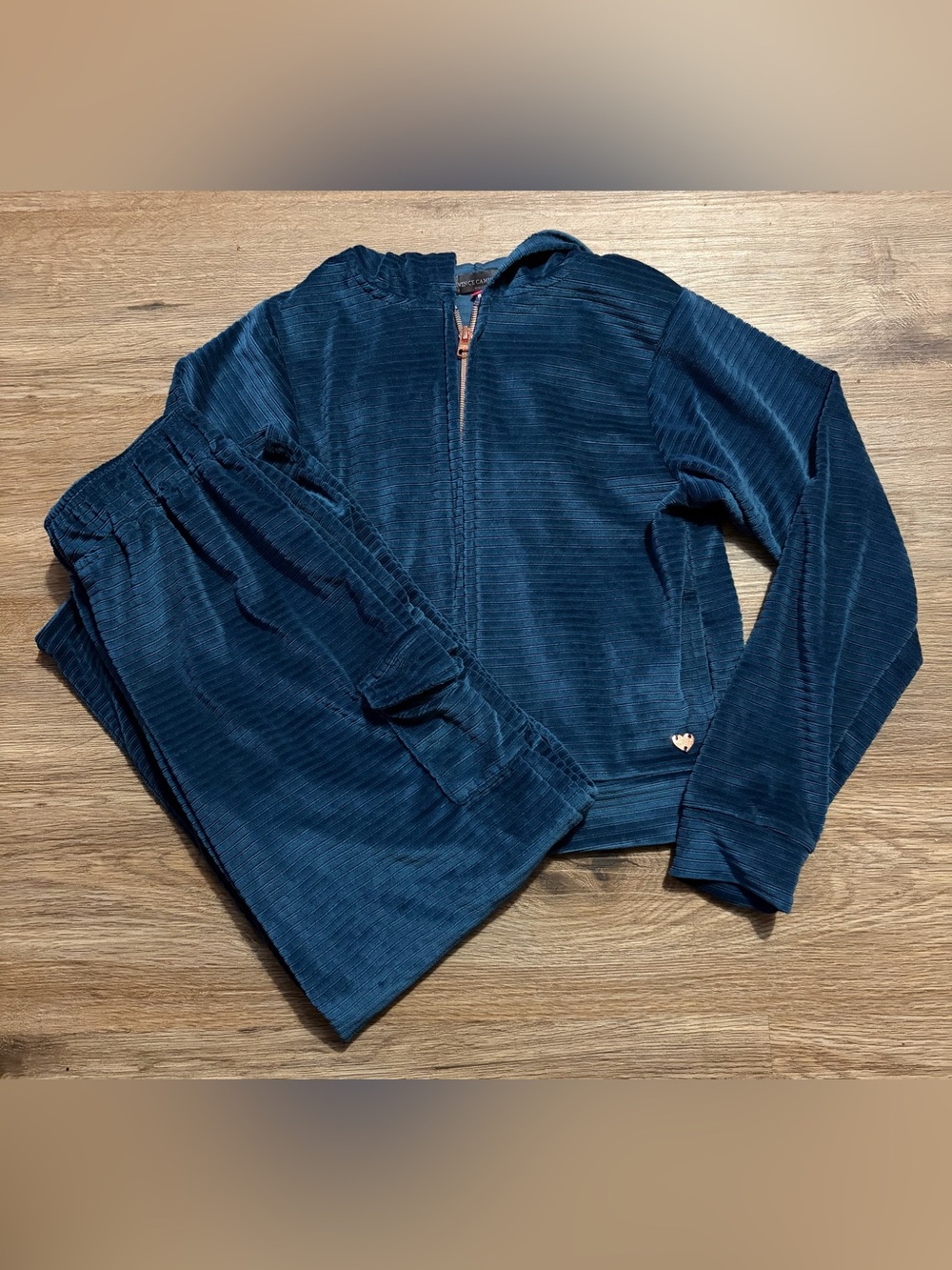 Vince Camuto - Deep Blue Soft Corduroy Zip Hoodie & Pants Set - Size 10